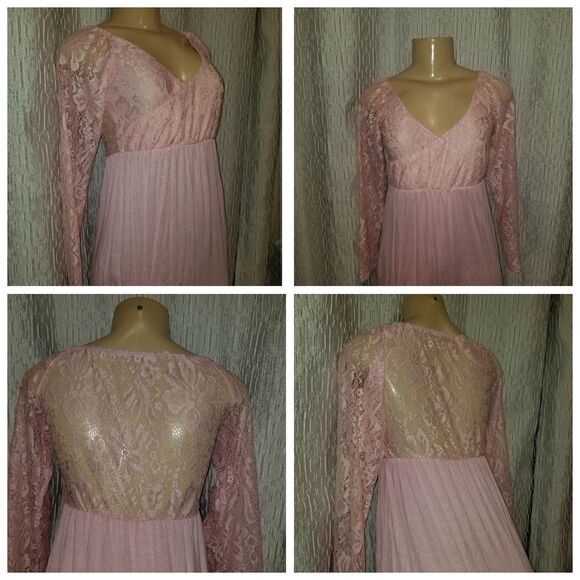 Womens Maternity Elegant Long Dress Mermaid Fitted Lace Gown - Picture 2 of 5